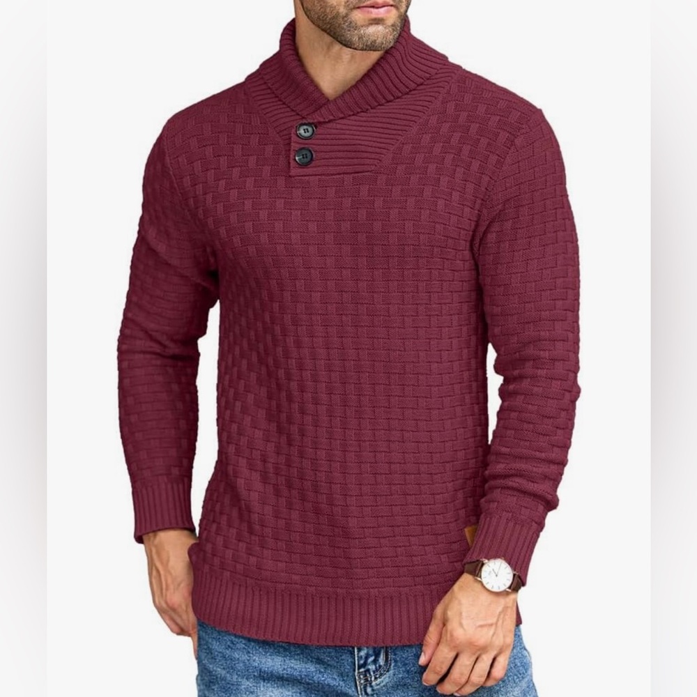 Coofandy Men's Shawl Collar Pullover Sweater